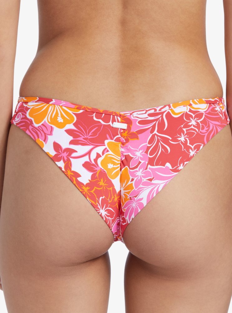 Red / Yellow Women's Roxy Sea Spray Cheeky Bikini Bottoms | USA USVN-53016