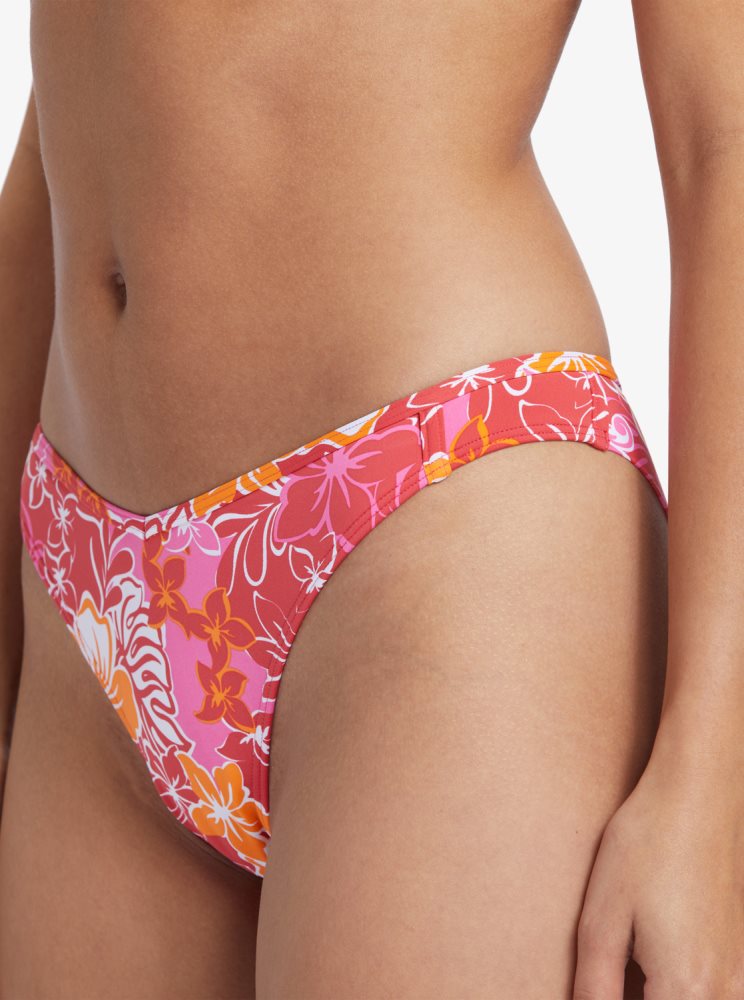 Red / Yellow Women's Roxy Sea Spray Cheeky Bikini Bottoms | USA USVN-53016