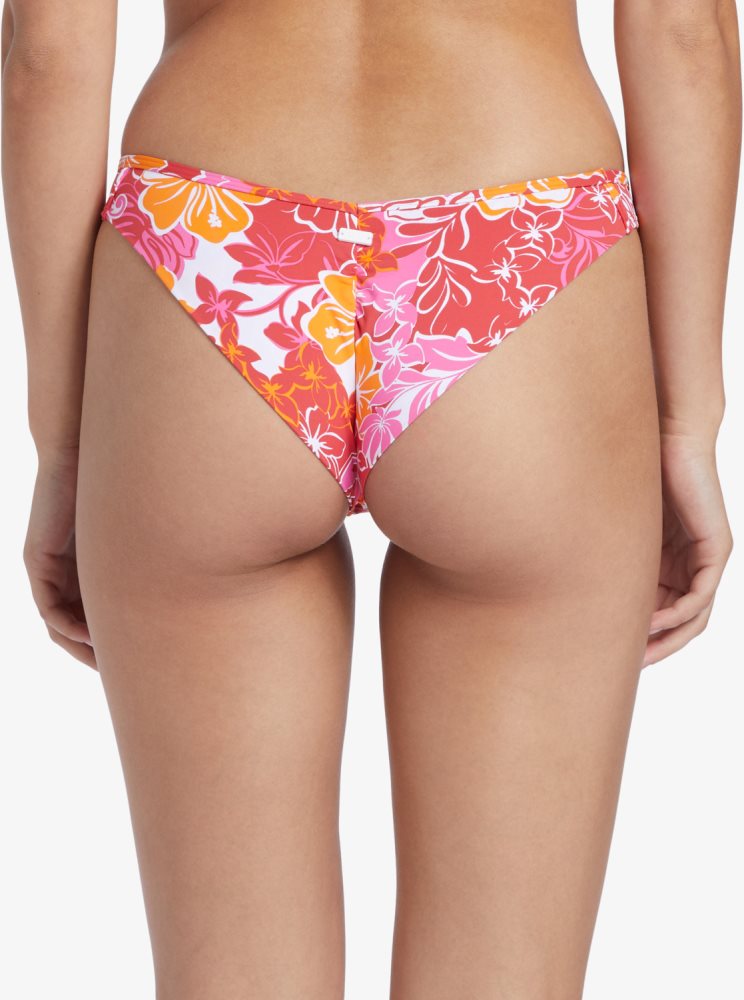 Red / Yellow Women's Roxy Sea Spray Cheeky Bikini Bottoms | USA USVN-53016