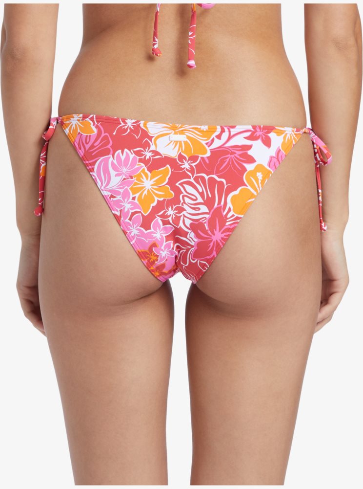 Red / Yellow Women's Roxy Sea Spray Tie Side Bikini Bottoms | USA JHLF-20689