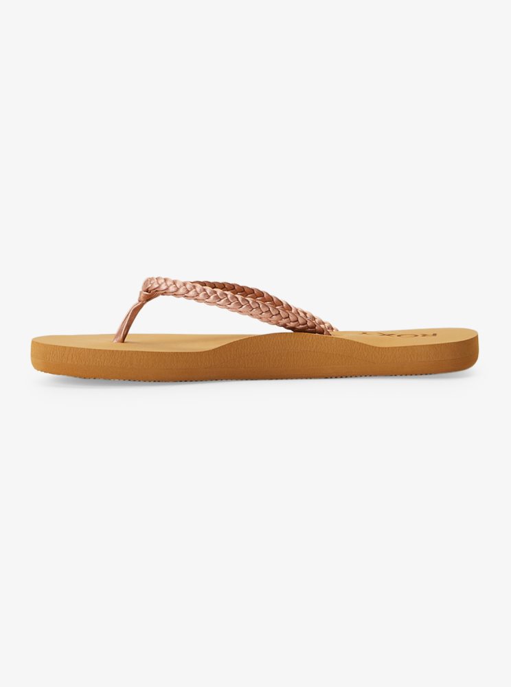 Rose Gold Kids' Roxy 4-16 Costas Flip Flops | USA YWRD-91254