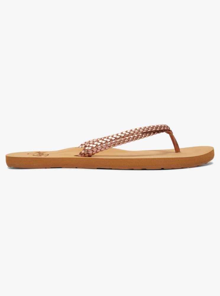 Rose Gold Women's Roxy Costas Flip Flops | USA TXNJ-13760