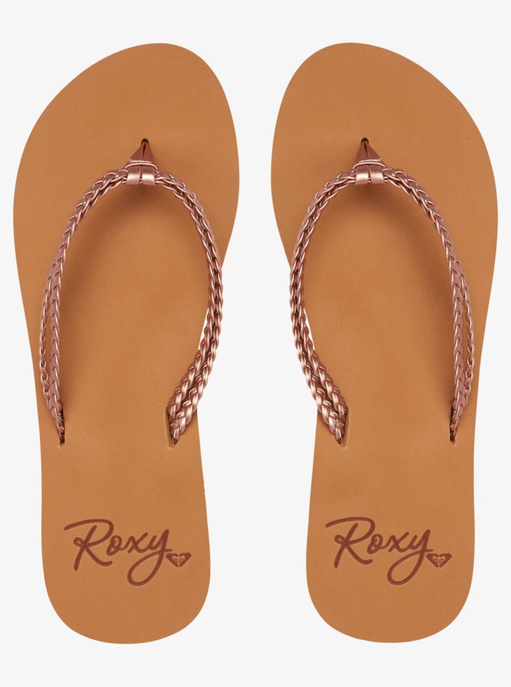 Rose Gold Women's Roxy Costas Flip Flops | USA TXNJ-13760