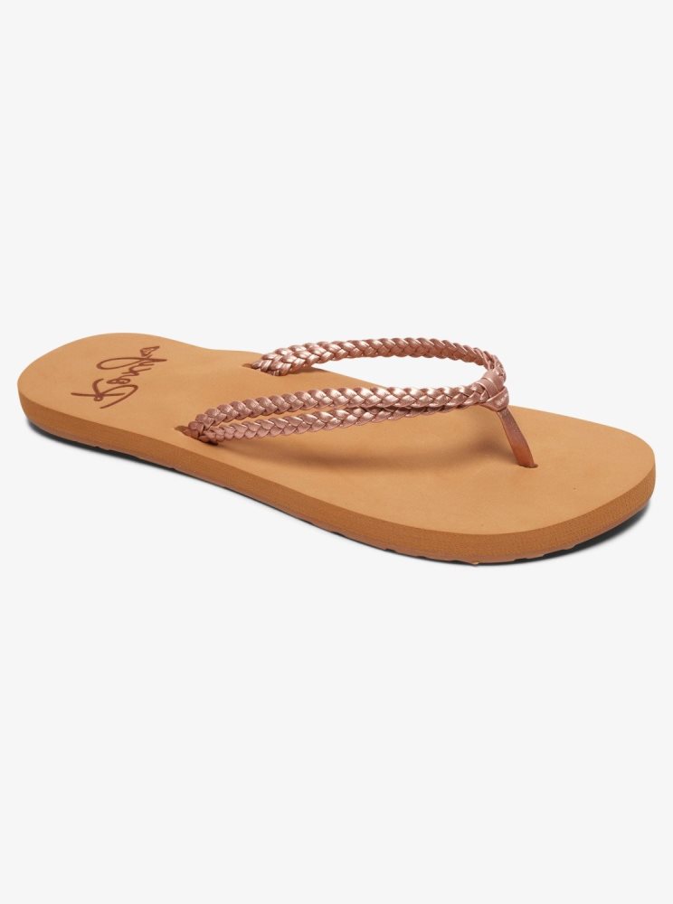 Rose Gold Women\'s Roxy Costas Flip Flops | USA TXNJ-13760