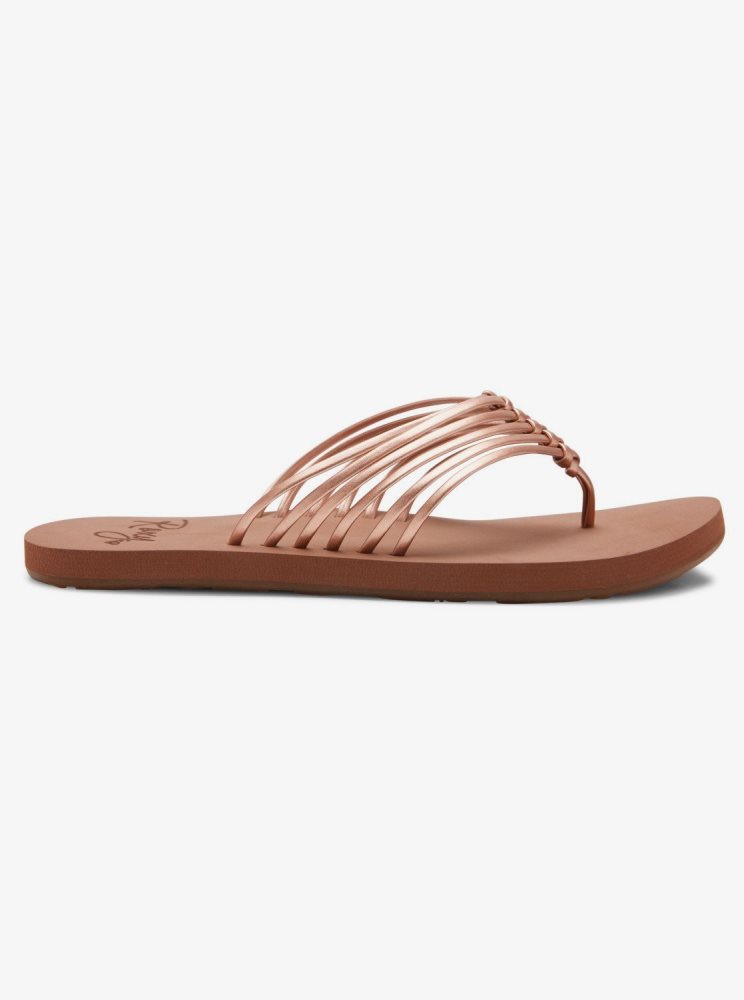 Rose Gold Women's Roxy Jasmine Flip Flops | USA LTQH-76582