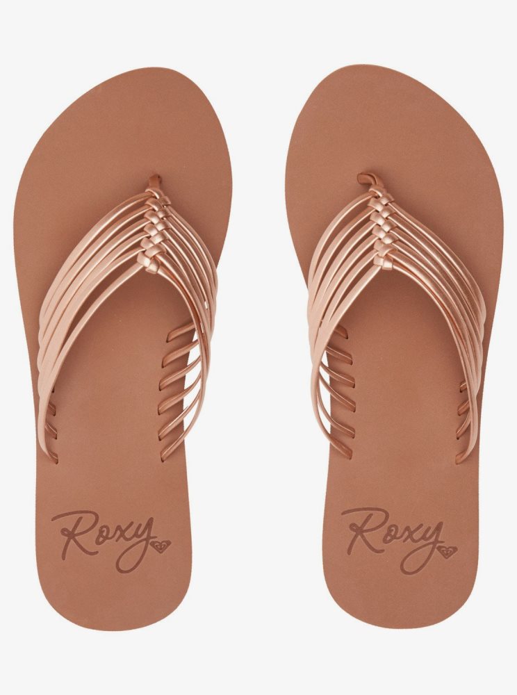 Rose Gold Women's Roxy Jasmine Flip Flops | USA LTQH-76582