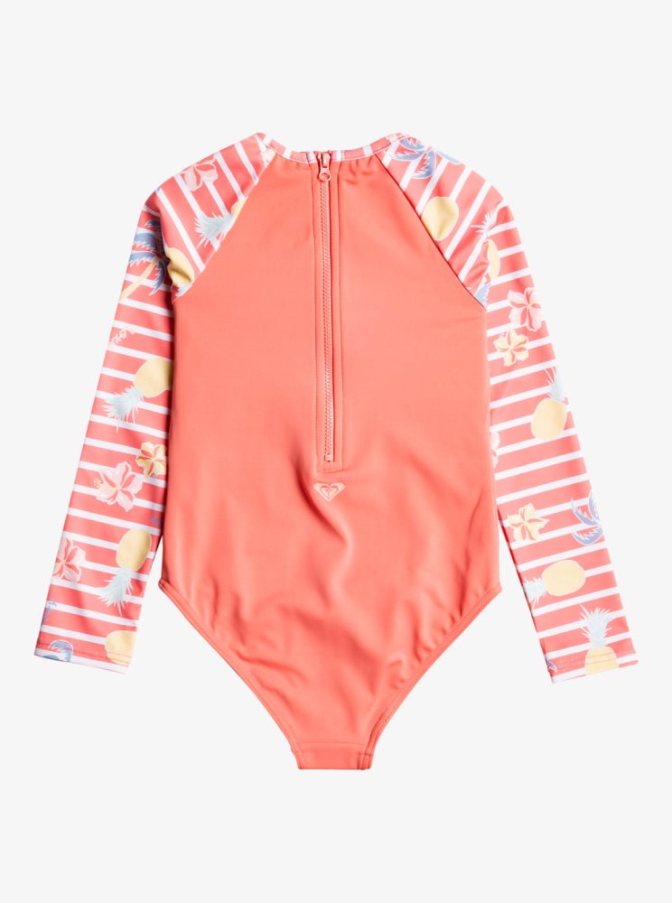 Rose Kids' Roxy 2-7 Little Pineapple Long Sleeve UPF 50 One Piece Rashguards | USA TFRL-82457