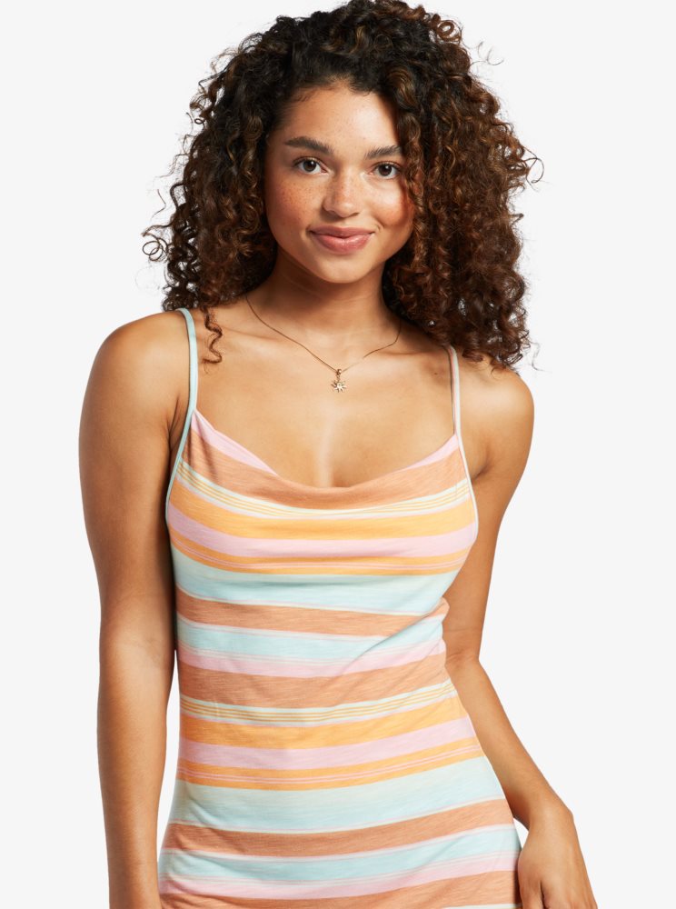 Stripes Women's Roxy Last Dance Midi Dress | USA HYVB-71048