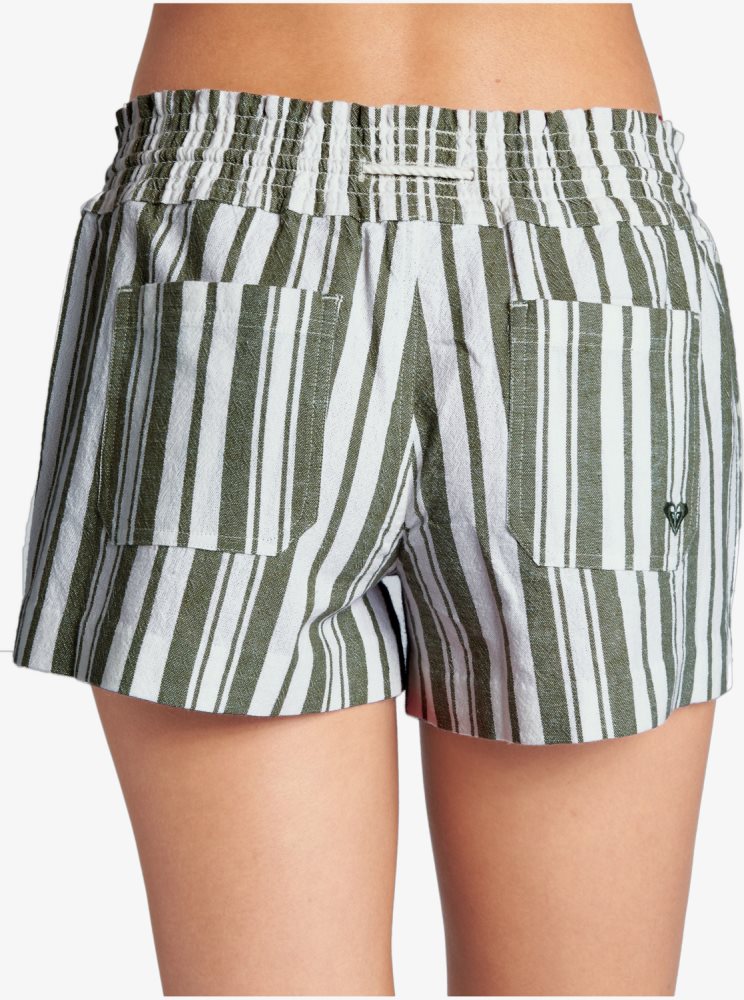 Stripes Women's Roxy Oceanside Elasticized Shorts | USA VTHG-90415