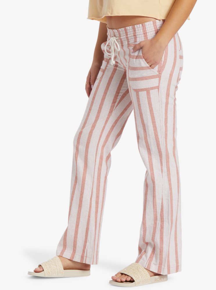 Stripes Women's Roxy Oceanside Flared Pants | USA IBQF-07894