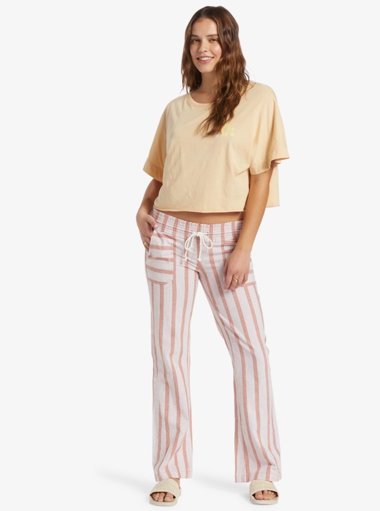 Stripes Women's Roxy Oceanside Flared Pants | USA IBQF-07894