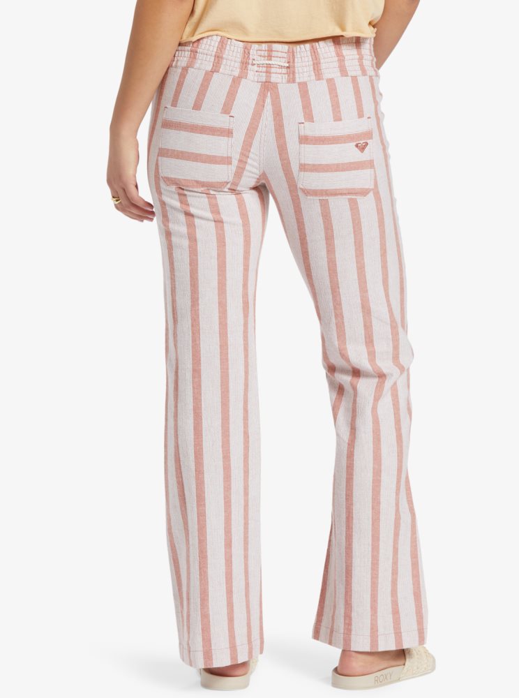 Stripes Women's Roxy Oceanside Flared Pants | USA IBQF-07894