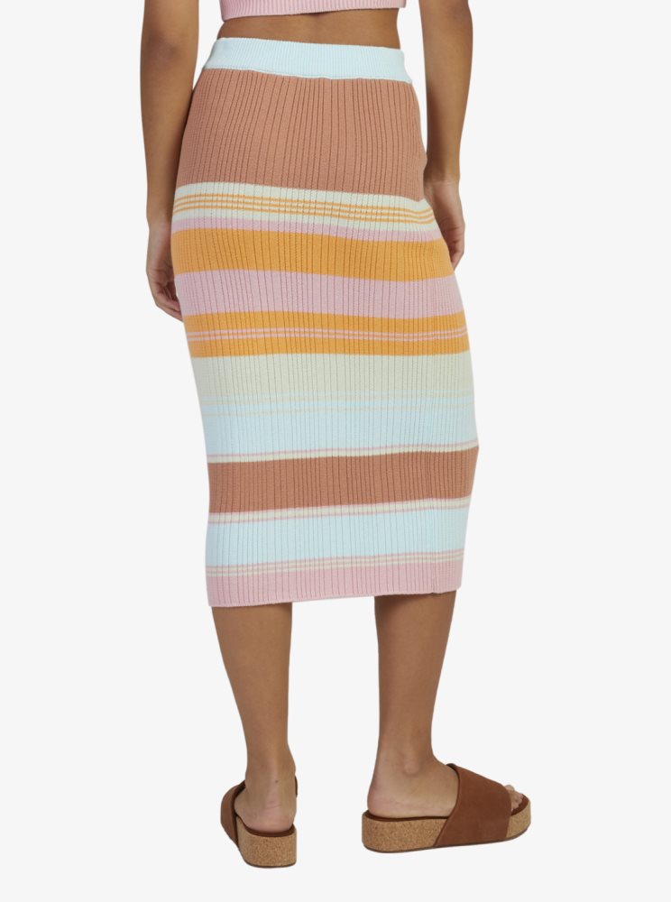 Stripes Women's Roxy Playa Morning Knitted Bodycon Skirts | USA GQFY-46283