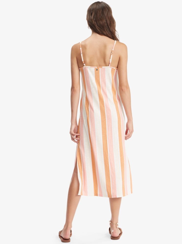 Stripes Women's Roxy Promised Land Strappy Midi Dress | USA LZHM-12648