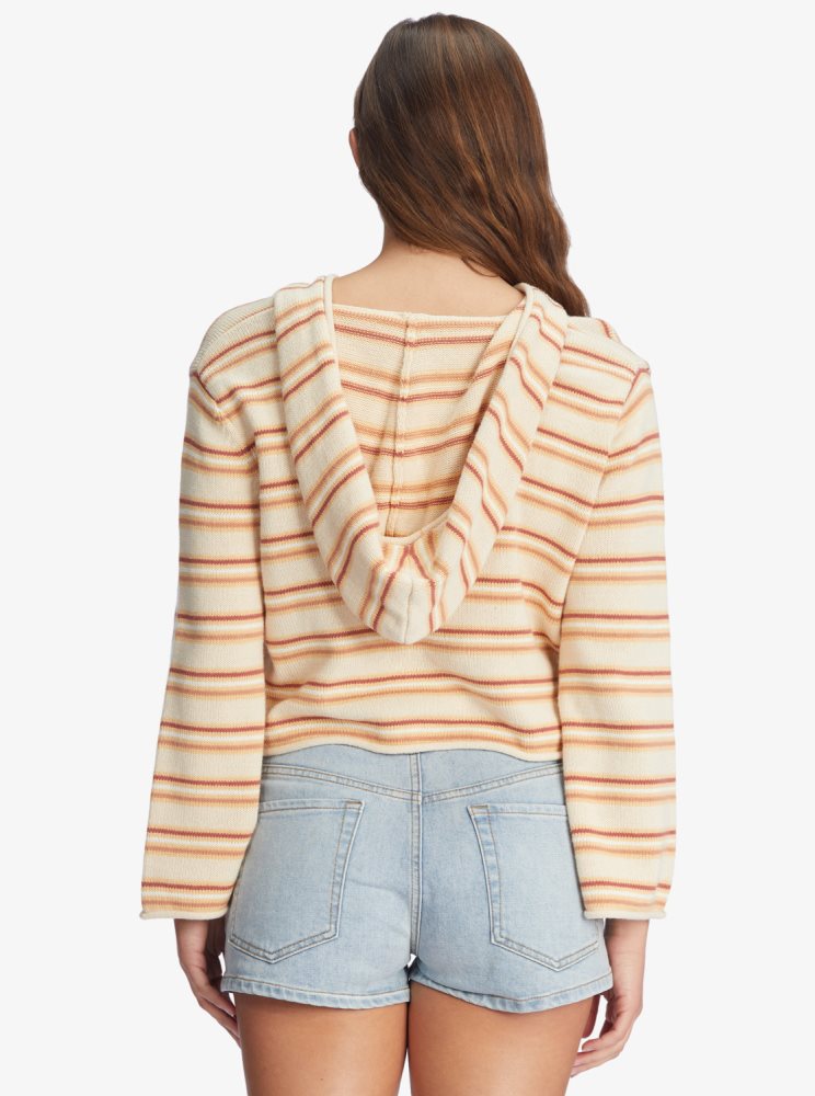 Stripes Women's Roxy Side Swipe Poncho Hoodie | USA AGLO-27613