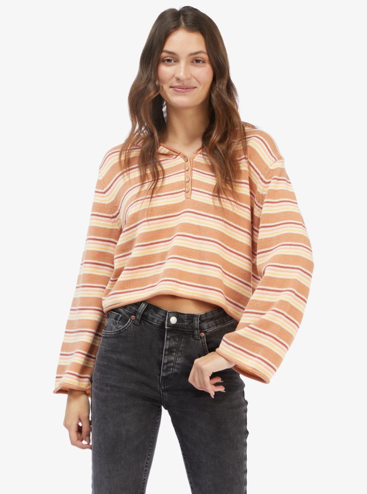 Stripes Women's Roxy Side Swipe Poncho Hoodie | USA ZAJT-63579