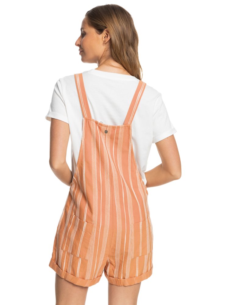 Stripes Women's Roxy Silver Sky Stripe Woven Rompers | USA RIBD-85360