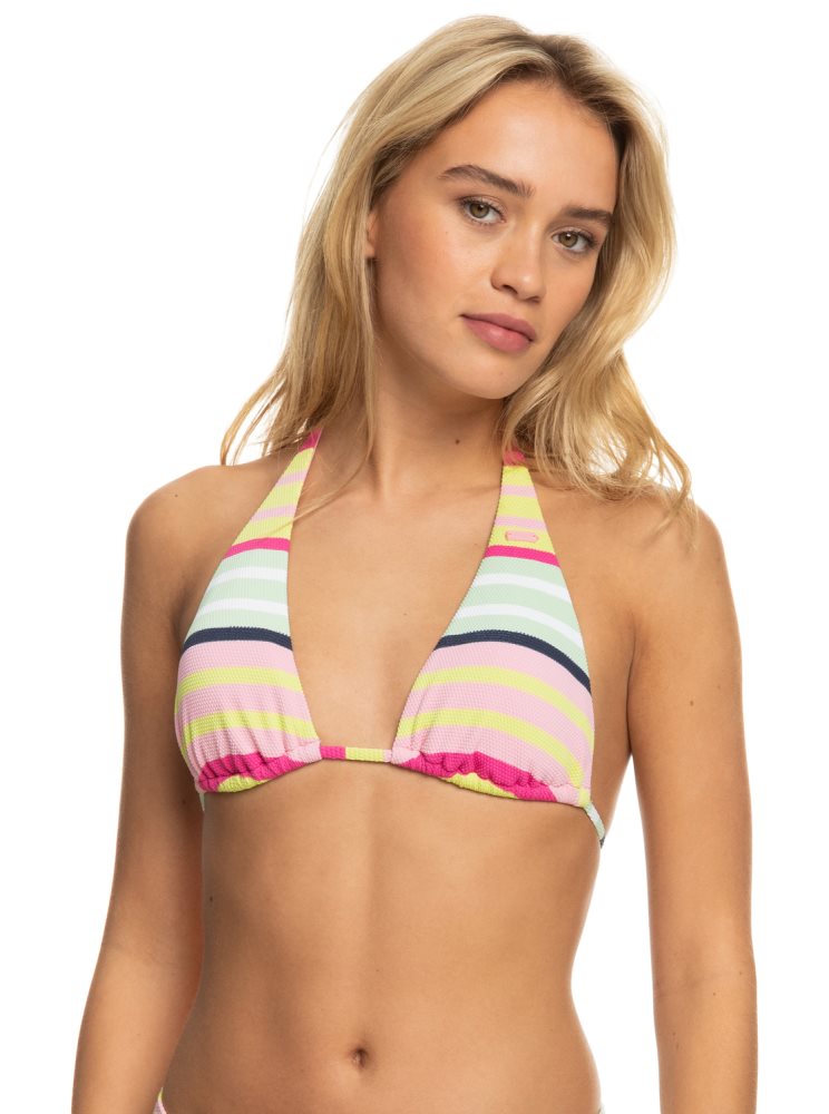 Stripes Women's Roxy Stripe Soul Tiki Tri Bikini Tops | USA AMYH-72016