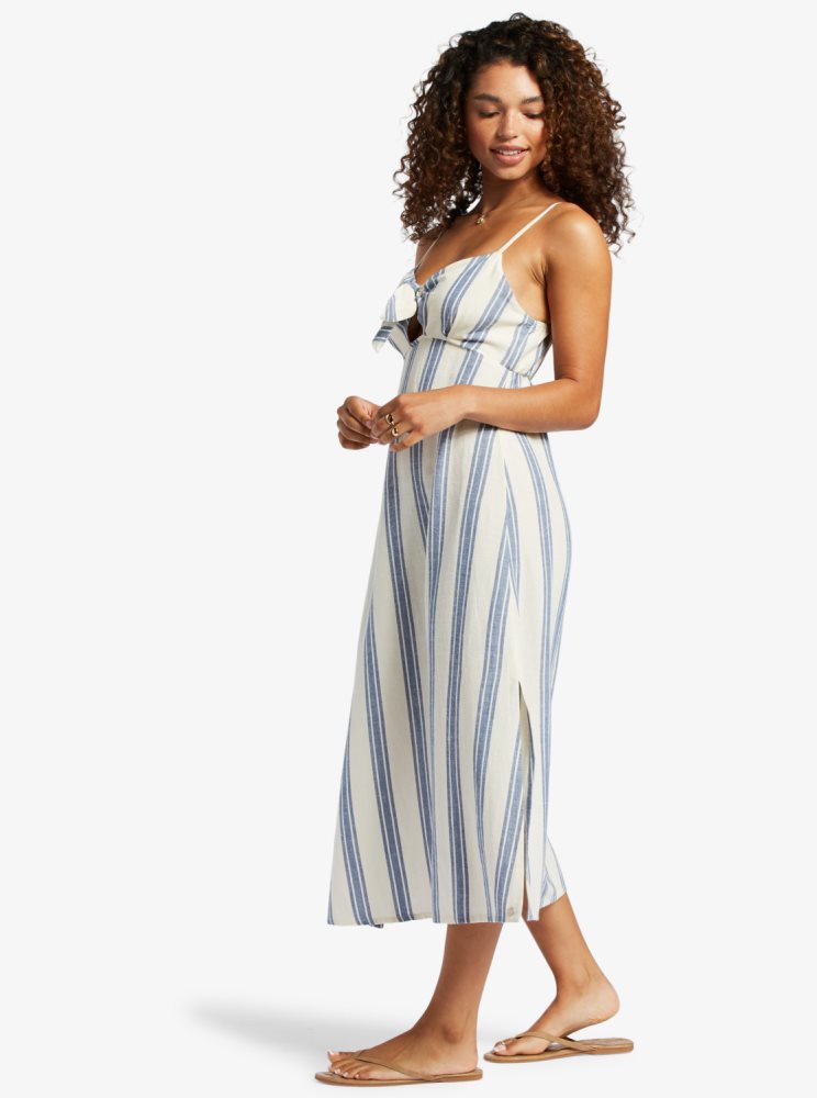 Stripes Women's Roxy Sweetest Step Midi Dress | USA WBKH-50193