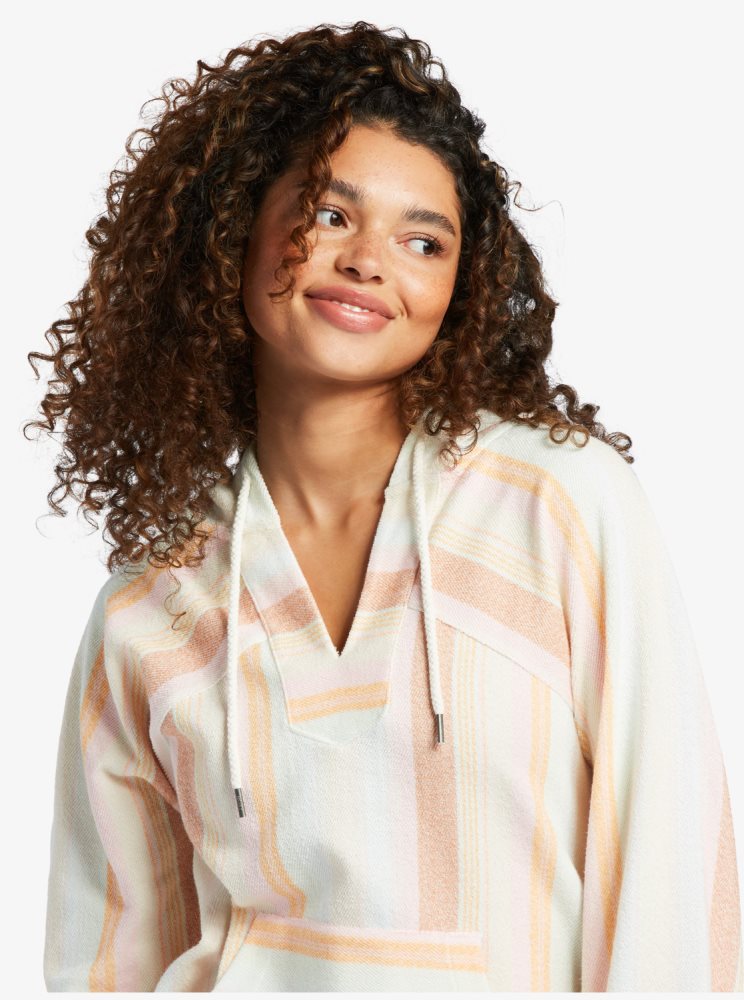 Stripes Women's Roxy Wild And Free Poncho Style Hoodie | USA FTWI-86134