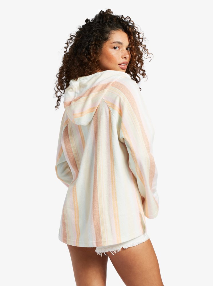 Stripes Women's Roxy Wild And Free Poncho Style Hoodie | USA FTWI-86134