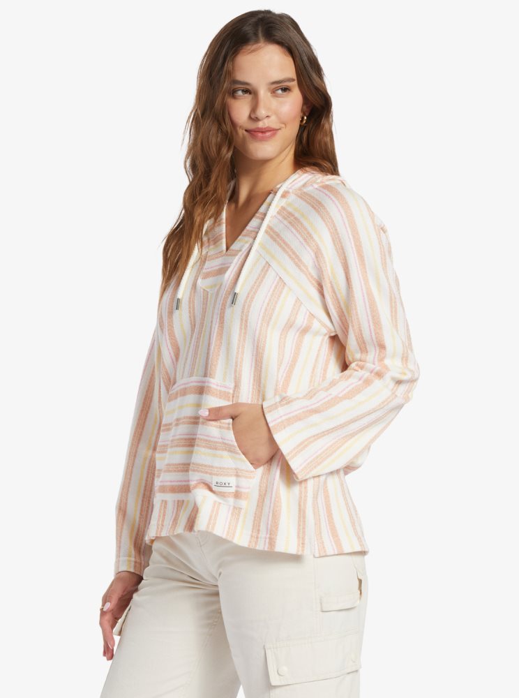 Stripes Women's Roxy Wild And Free Poncho Style Hoodie | USA NKWB-30695