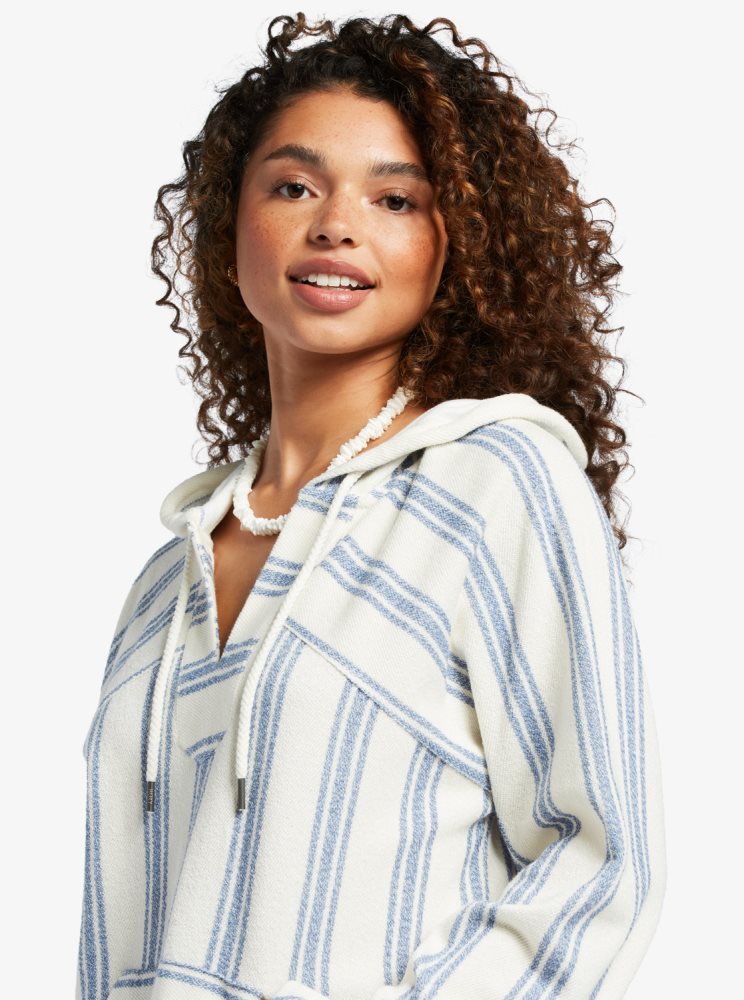 Stripes Women's Roxy Wild And Free Poncho Style Hoodie | USA ZSAJ-40369