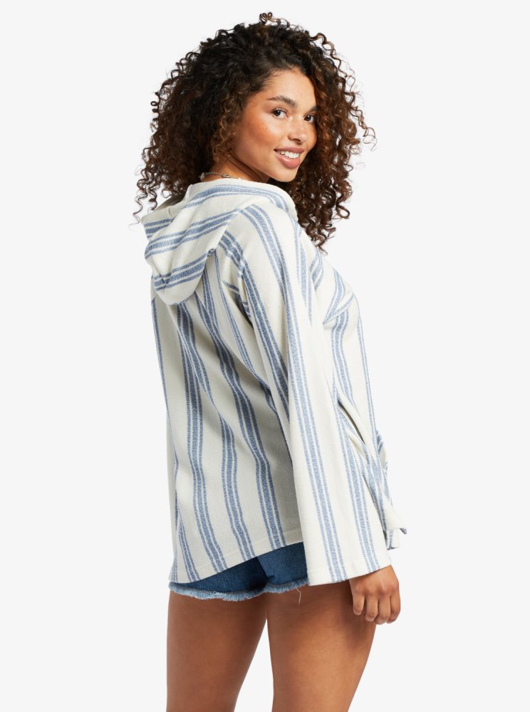 Stripes Women's Roxy Wild And Free Poncho Style Hoodie | USA ZSAJ-40369