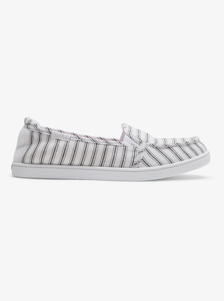 White / Black Women's Roxy Minnow Slip On Shoes | USA BZAO-63921