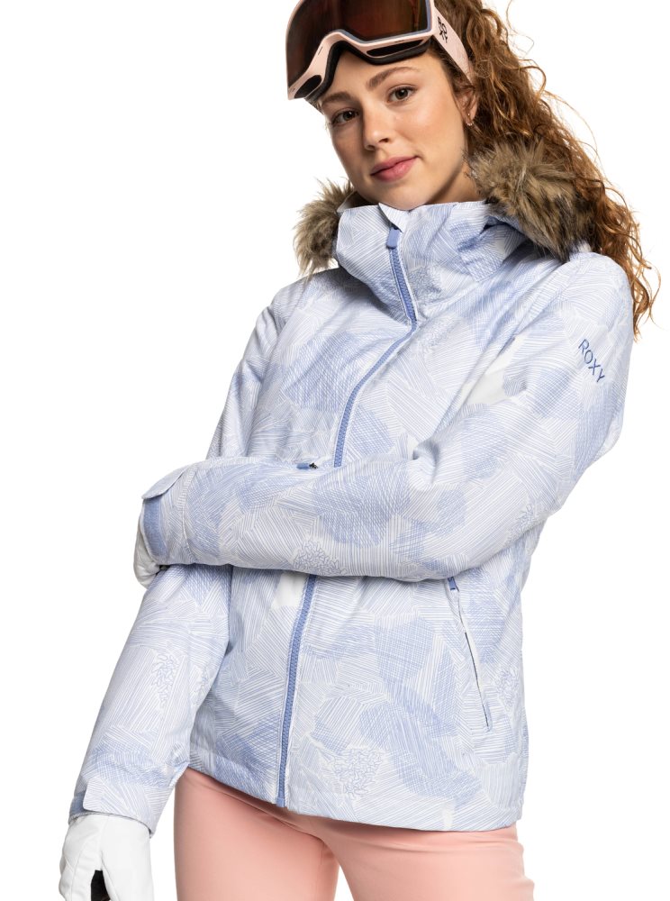 White / Blue Women\'s Roxy Jet Ski Insulated Ski Jackets | USA CYES-34827