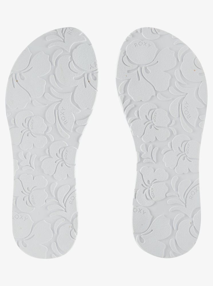 White / Blue Women's Roxy Vista Loreto Flip Flops | USA TGUA-13268