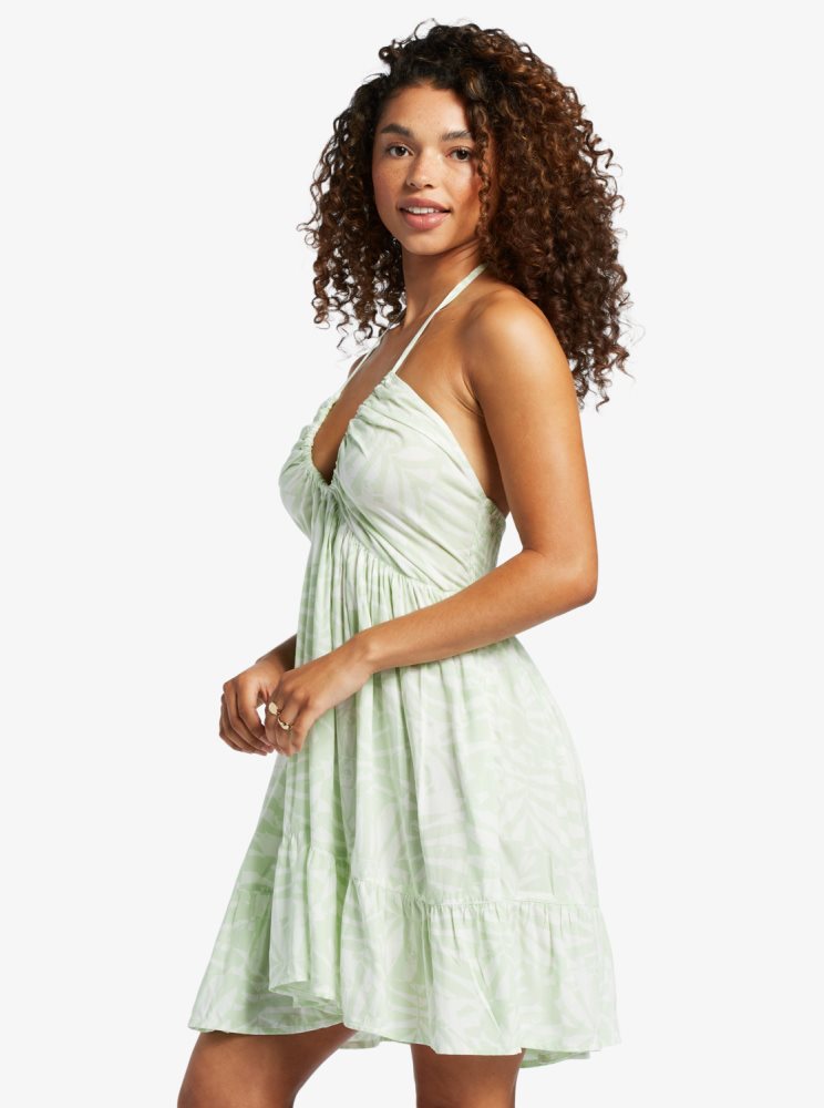 White / Green Women's Roxy Summer Nights Mini Multi-Way Dress | USA FQZO-93028