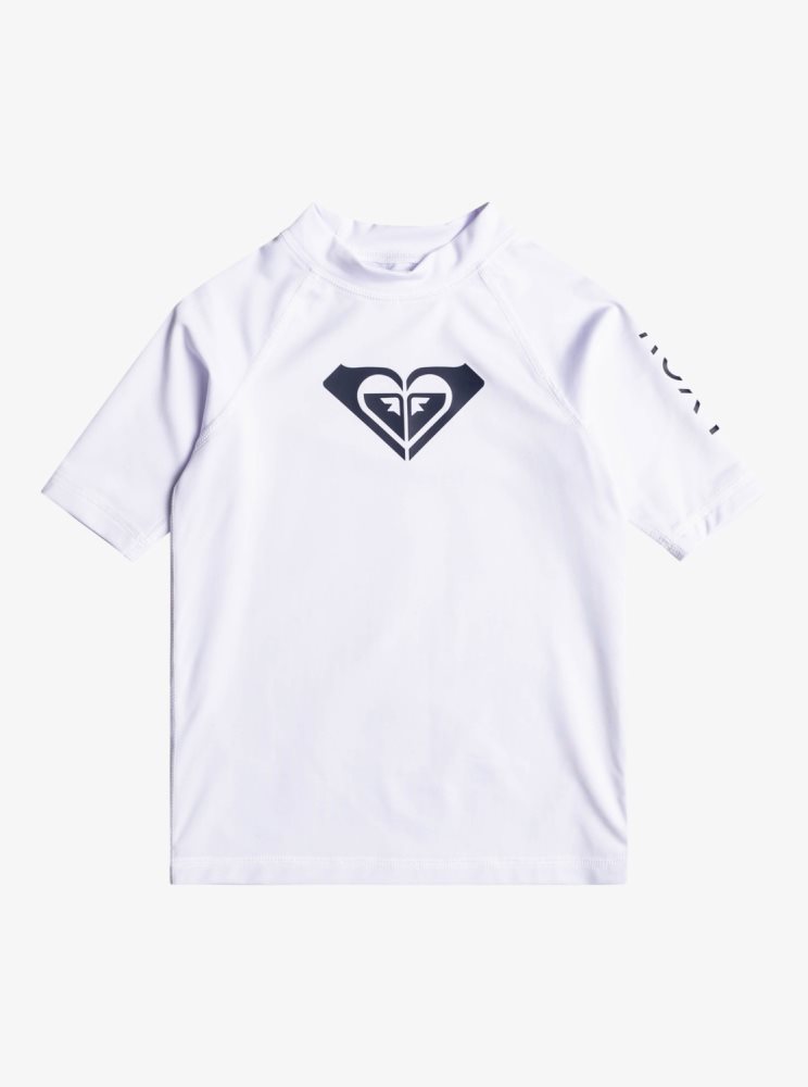 White Kids\' Roxy 2-7 Whole Hearted UPF 50 Short Sleeve Rashguards | USA AEKV-90413