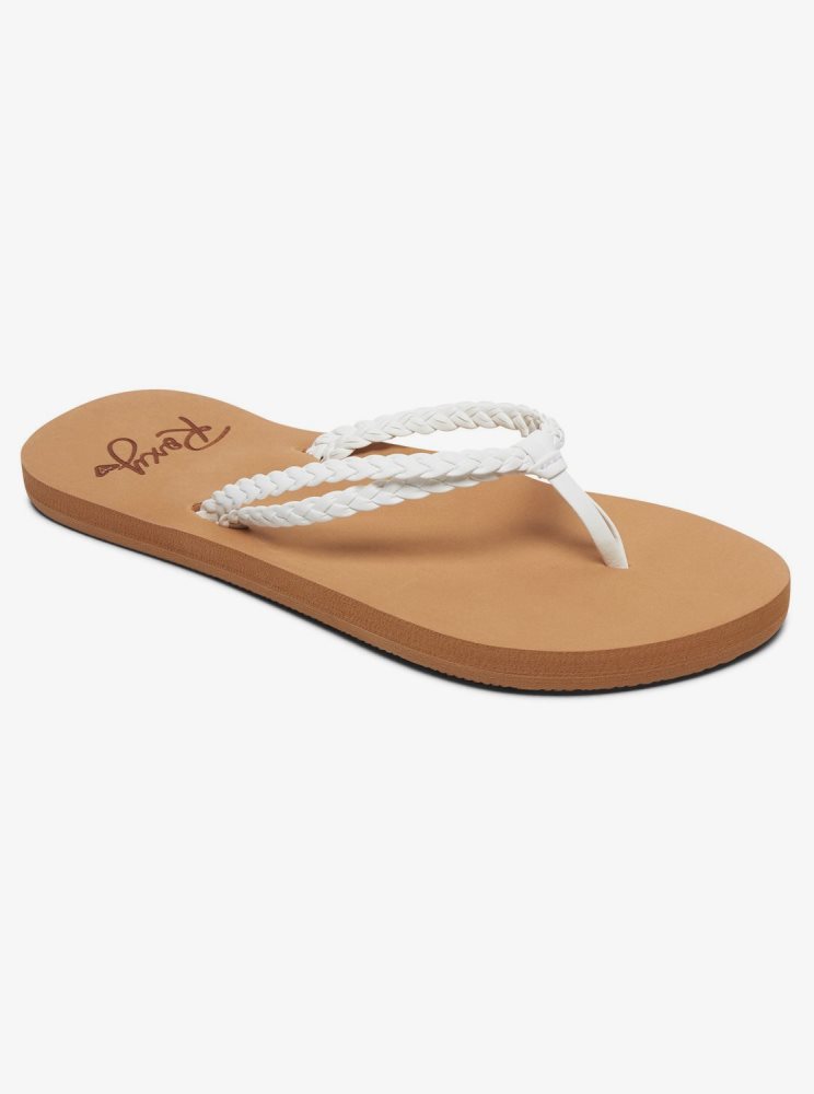 White Kids\' Roxy 4-16 Costas Flip Flops | USA XNJD-67482