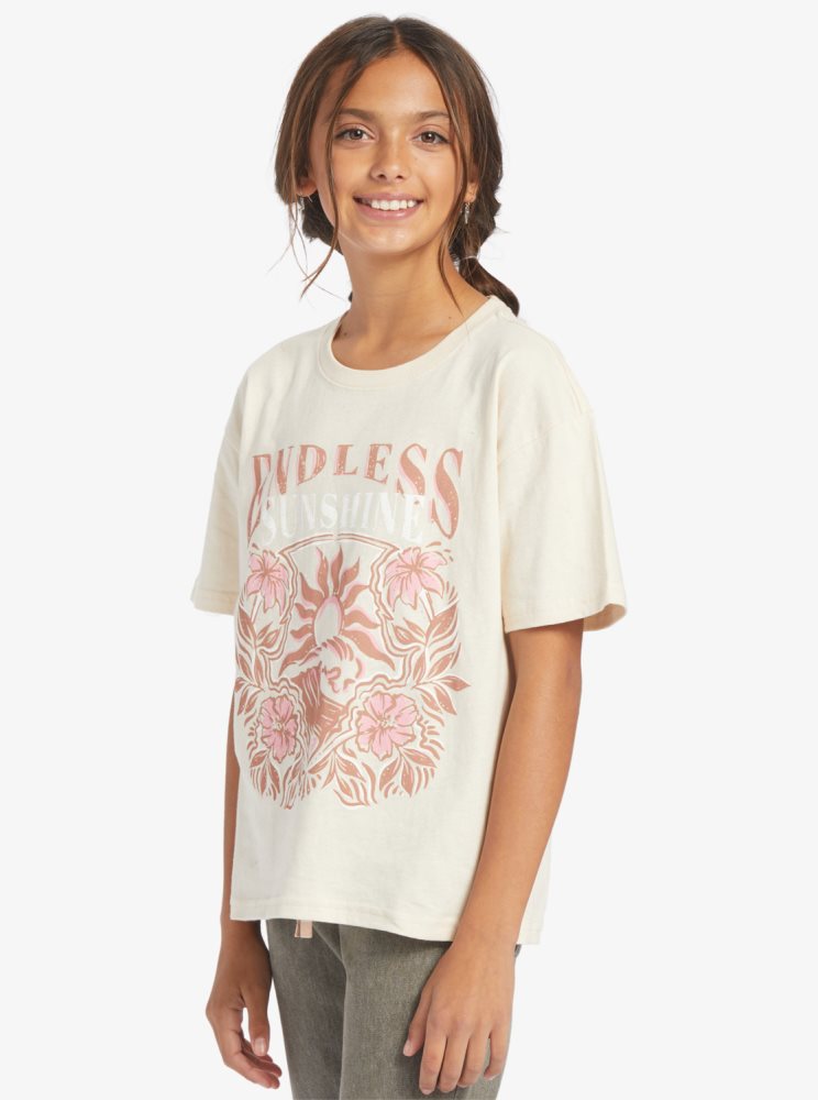 White Kids' Roxy 4-16 Endless Sunshine Oversized T Shirts | USA NIYP-72649