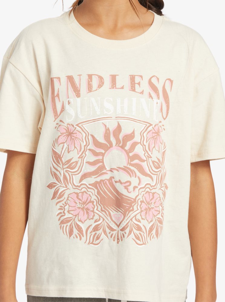 White Kids' Roxy 4-16 Endless Sunshine Oversized T Shirts | USA NIYP-72649