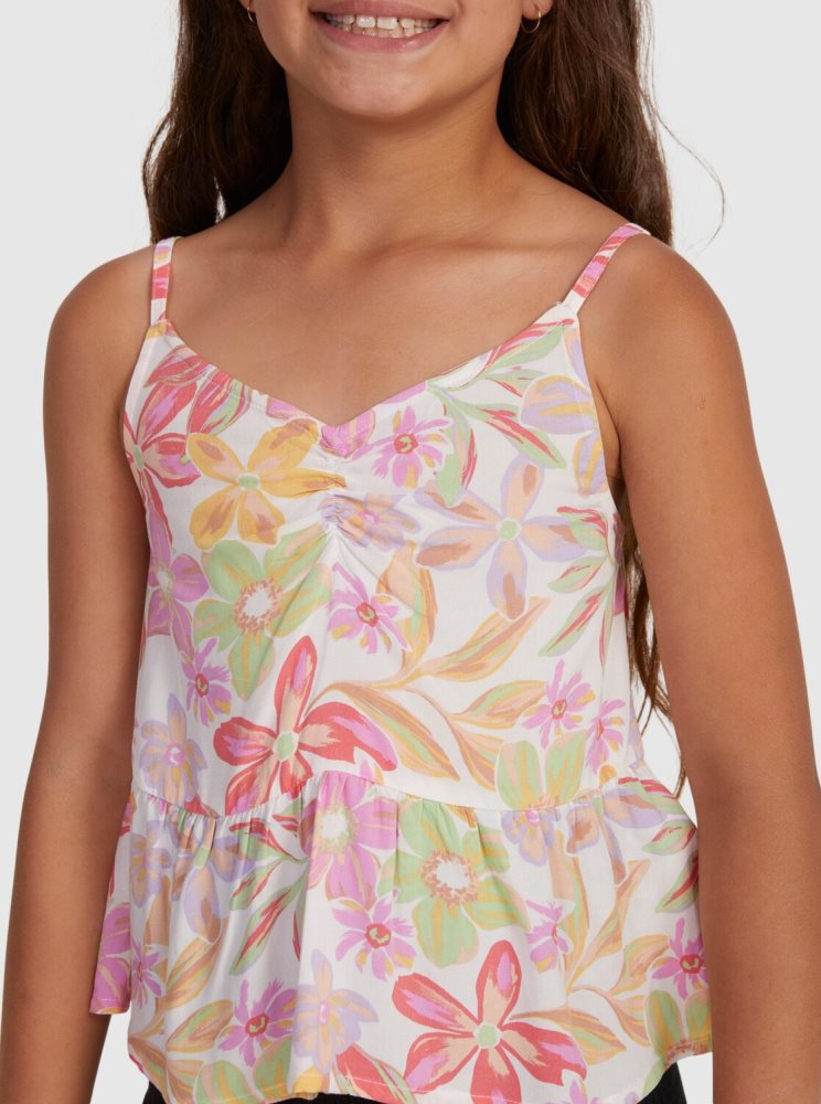 White Kids' Roxy 4-16 Good Old Days Strappy Tanks | USA BQTX-32708