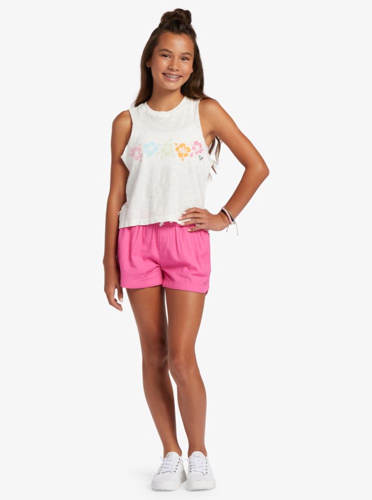 White Kids' Roxy 4-16 Lei Line Sleeveless T Shirts | USA BTRC-95873