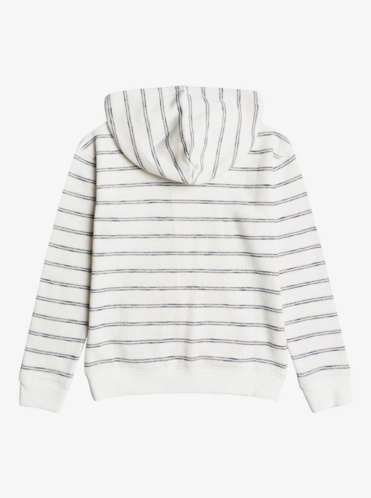 White Kids' Roxy 4-16 Perfect Wave Striped Zip-Up Hoodie | USA PQIE-19047