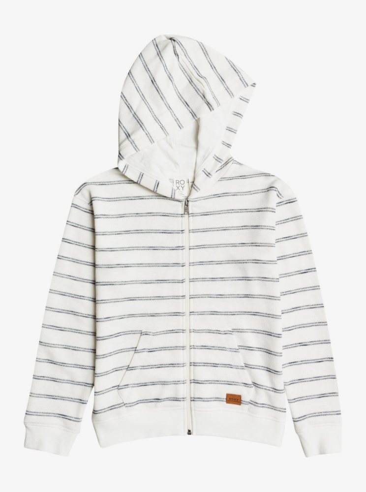 White Kids\' Roxy 4-16 Perfect Wave Striped Zip-Up Hoodie | USA PQIE-19047