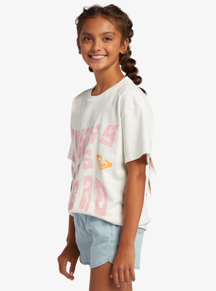 White Kids' Roxy 4-16 Sunny Days Oversized T Shirts | USA LZYW-85279