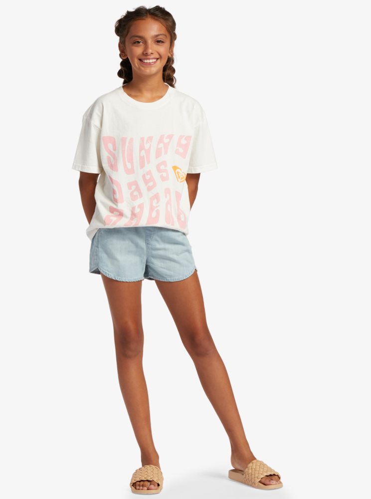 White Kids' Roxy 4-16 Sunny Days Oversized T Shirts | USA LZYW-85279