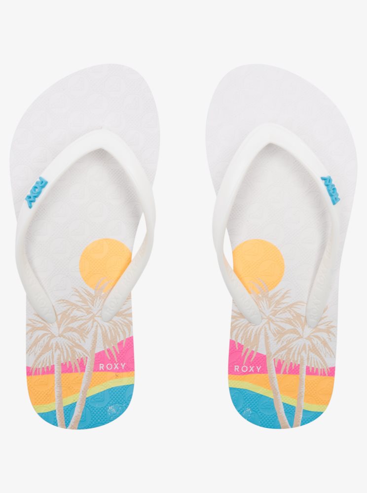 White Kids' Roxy 4-16 Viva Stamp Sandals | USA BMGL-57218