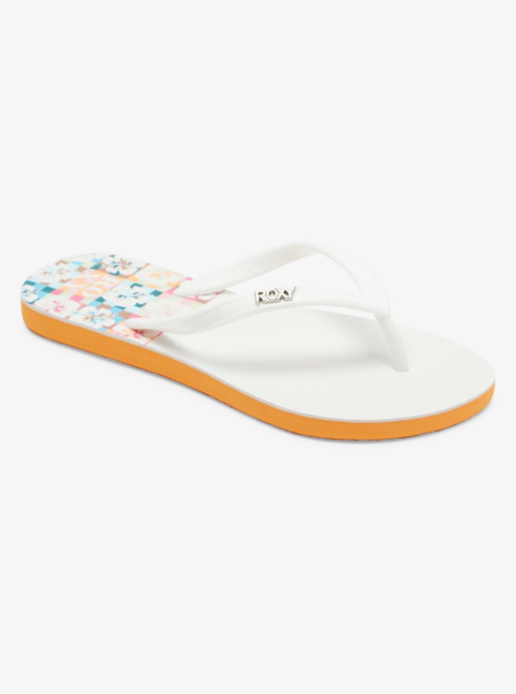 White Kids\' Roxy 4-16 Viva Stamp Sandals | USA DBLR-36180