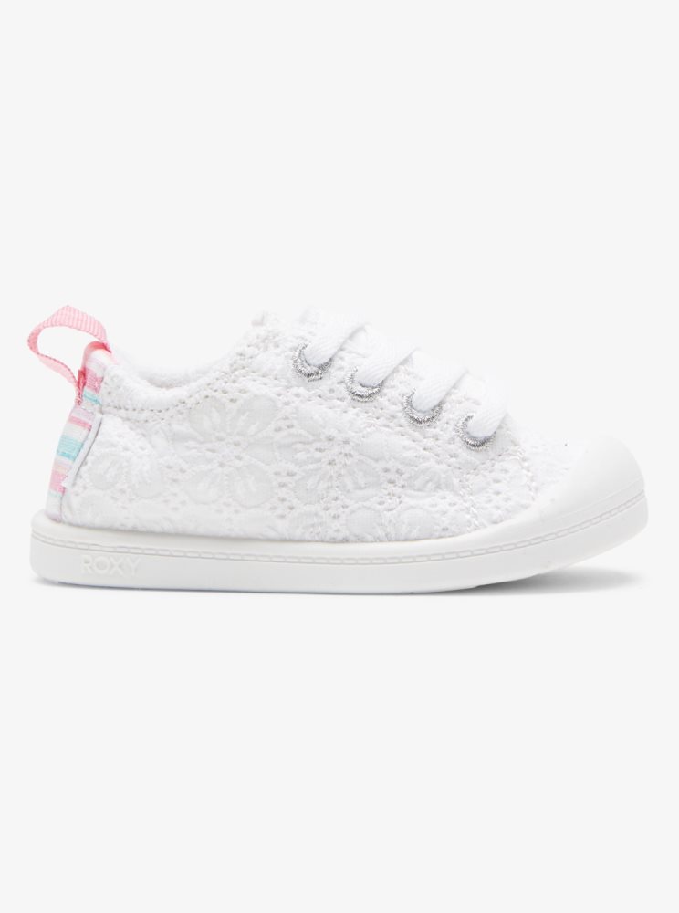 White Kids' Roxy Bayshore Sneakers | USA JCDP-18924