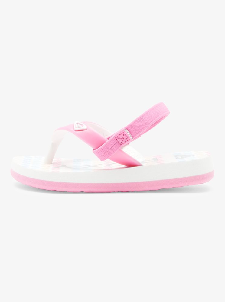 White Kids' Roxy Tahiti Flip Flops | USA USYX-51298