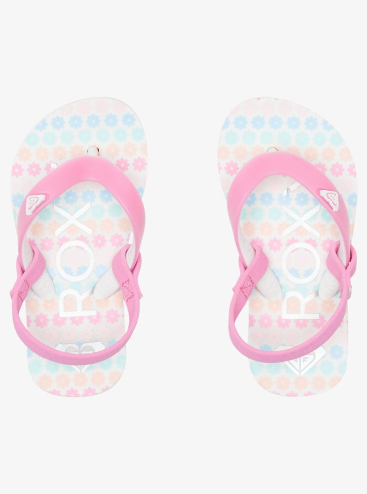 White Kids' Roxy Tahiti Flip Flops | USA USYX-51298