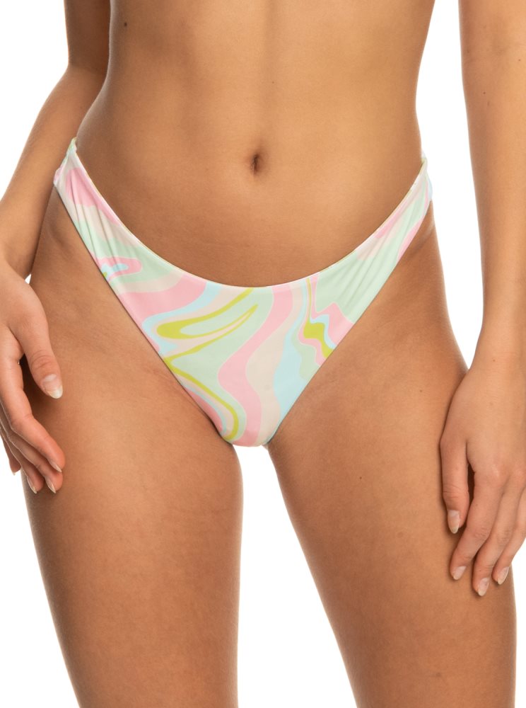 White / Multicolor Women's Roxy Tropics Hype Skimpy Bikini Bottoms | USA ISKU-63517