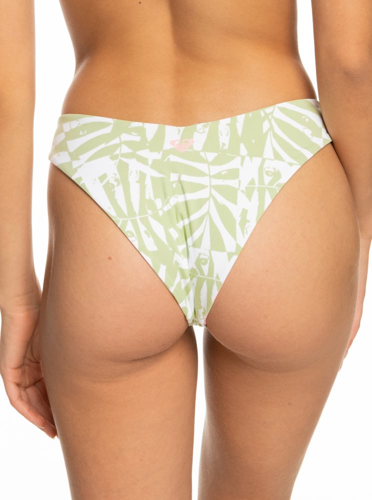 White / Multicolor Women's Roxy Tropics Hype Cheeky Bikini Bottoms | USA PFNA-86741