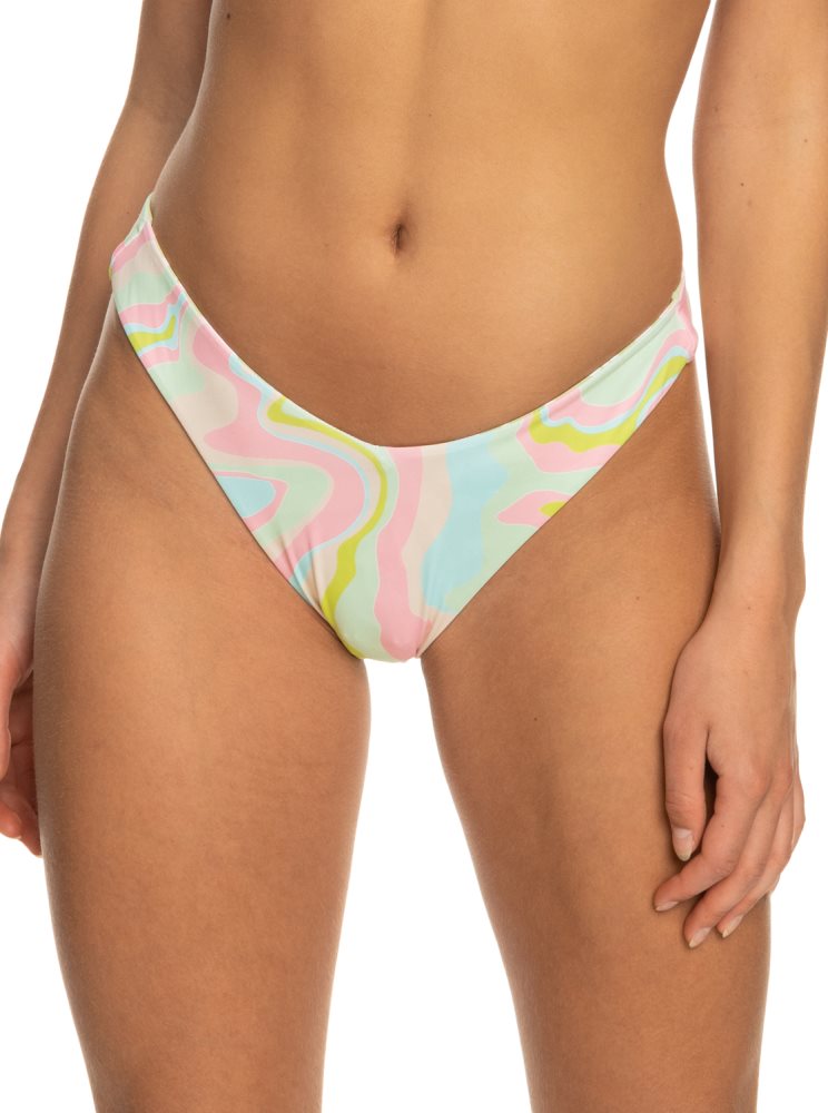 White / Multicolor Women\'s Roxy Tropics Hype Cheeky Bikini Bottoms | USA PFNA-86741